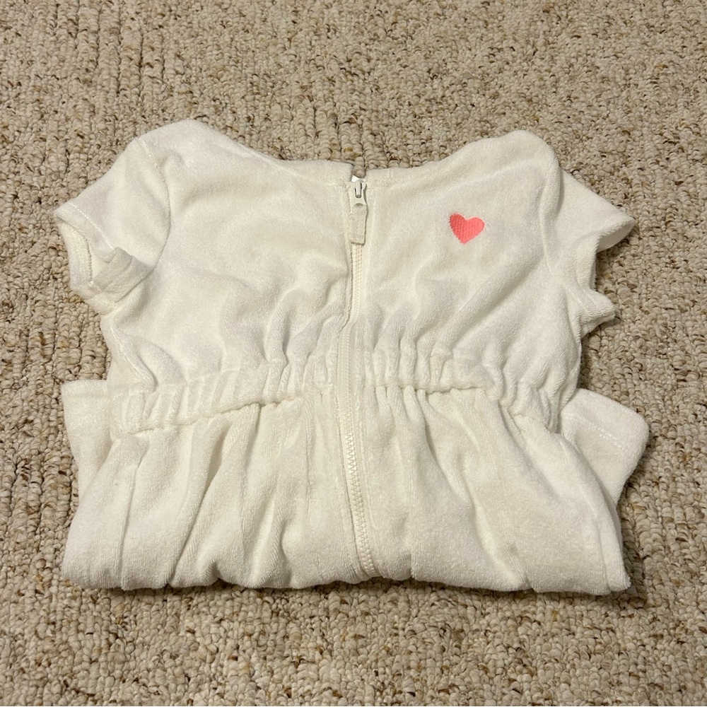 Lot of two Carter's White Hooded Swim Coverup with Pink Accent